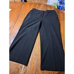 10 Larry Levine Stretch Black Boot Cut Ankle Capri Flat Front Pleated Leg Pants